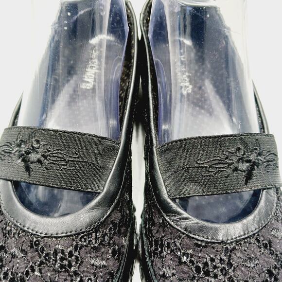 Shoes Flat Women Black Lace Elastic Strap Leather Comfort Minimalist Office 7.5 - Picture 3 of 8